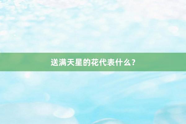 送满天星的花代表什么？
